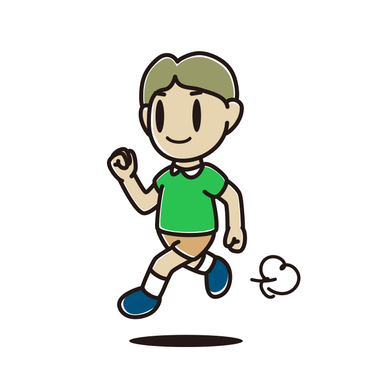 走る小学生男子のイラスト【色あり、背景なし】透過PNG