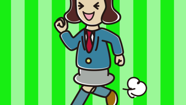 笑いながら走る女子高校生のイラスト【色、背景あり】PNG