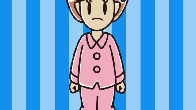 怒るパジャマの女性のイラスト【色、背景あり】PNG