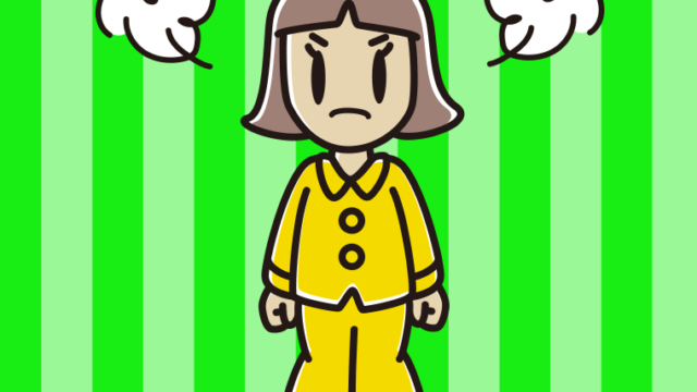 怒るパジャマの小学生女子のイラスト【色、背景あり】PNG