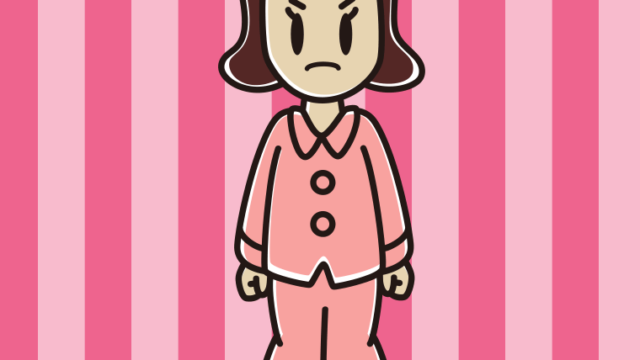 怒るパジャマの女子高校生のイラスト【色、背景あり】PNG