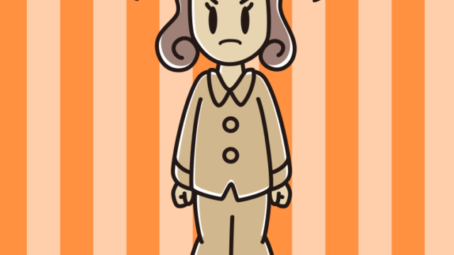 怒るパジャマの女子大学生のイラスト【色、背景あり】PNG
