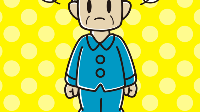 怒るパジャマのおじさんのイラスト【色、背景あり】PNG