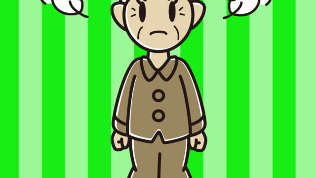 怒るパジャマのおばあさんのイラスト【色、背景あり】PNG