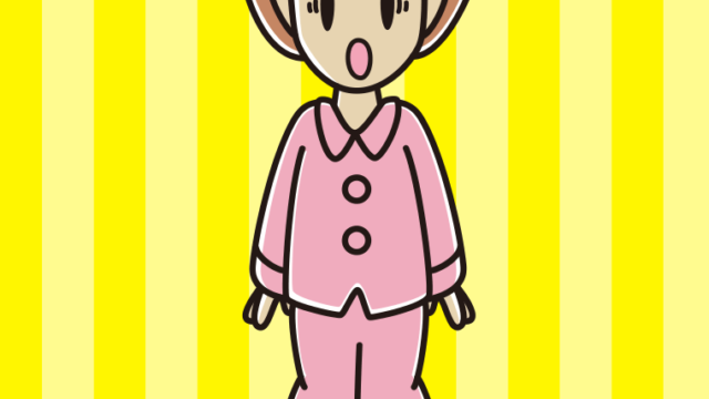 驚くパジャマの女性のイラスト【色、背景あり】PNG