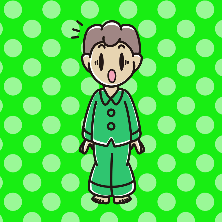 驚くパジャマの男子中学生のイラスト【色、背景あり】PNG