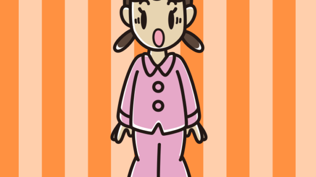驚くパジャマの女子中学生のイラスト【色、背景あり】PNG