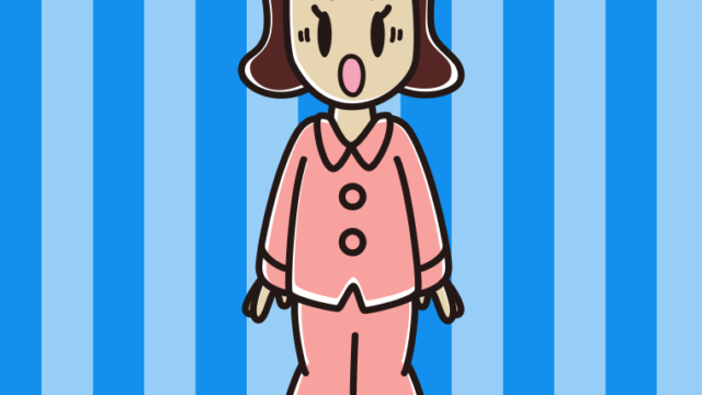 驚くパジャマの女子高校生のイラスト【色、背景あり】PNG
