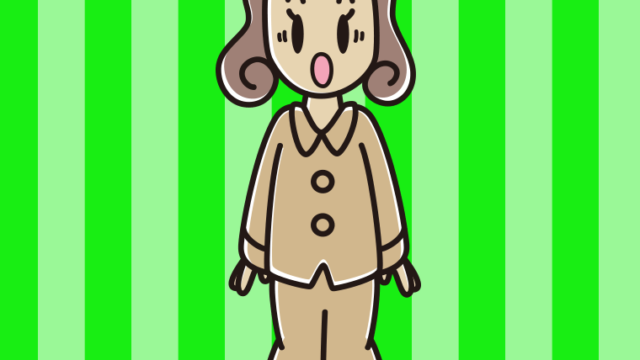 驚くパジャマの女子大学生のイラスト【色、背景あり】PNG