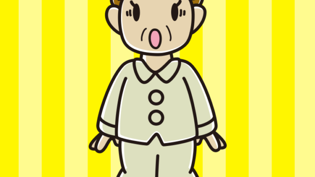 驚くパジャマのおばさんのイラスト【色、背景あり】PNG