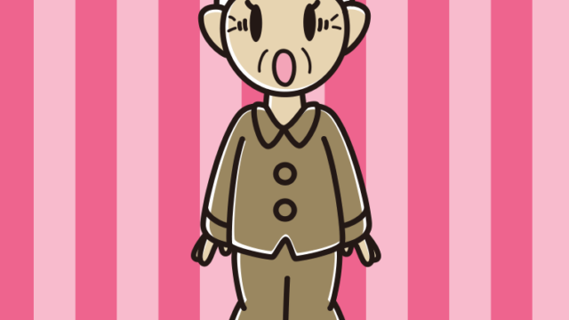 驚くパジャマのおばあさんのイラスト【色、背景あり】PNG