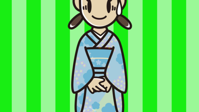 苦笑いする晴れ着姿の女子中学生のイラスト【色、背景あり】PNG