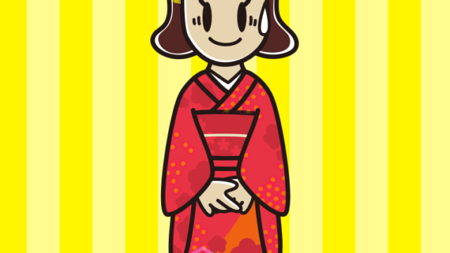 苦笑いする晴れ着姿の女子高校生のイラスト【色、背景あり】PNG