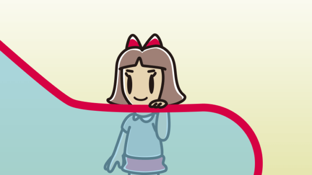 エスカレーターに乗る小学生女子のイラスト【色、背景あり】PNG