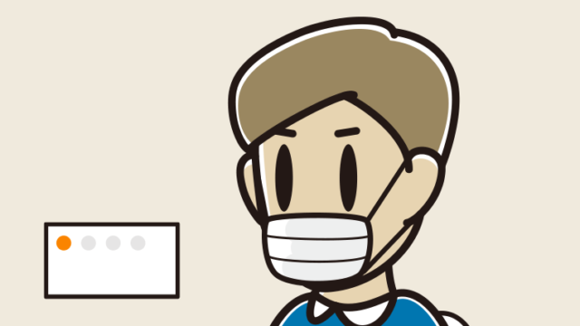 マスクをしてトイレに入る男性のイラスト【色、背景あり】PNG