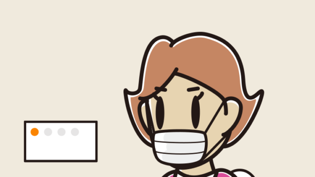 マスクをしてトイレに入る女性のイラスト【色、背景あり】PNG