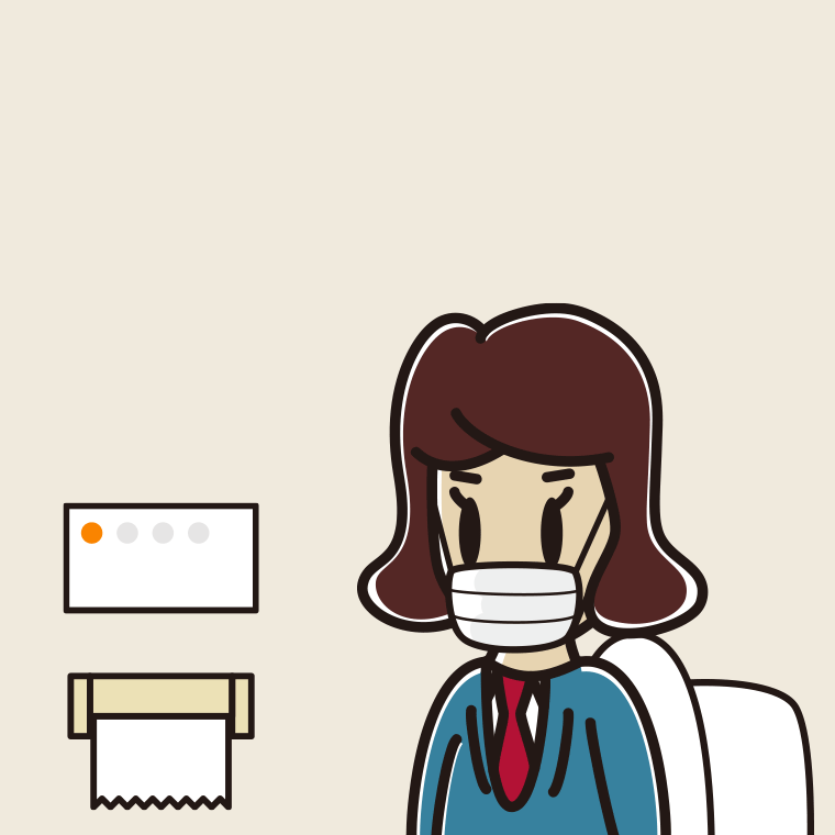 マスクをしてトイレに入る女子高校生のイラスト【色、背景あり】PNG