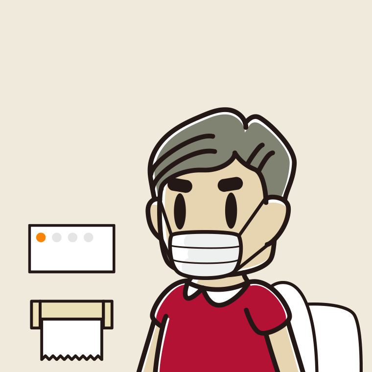 マスクをしてトイレに入るおじさんのイラスト【色、背景あり】PNG