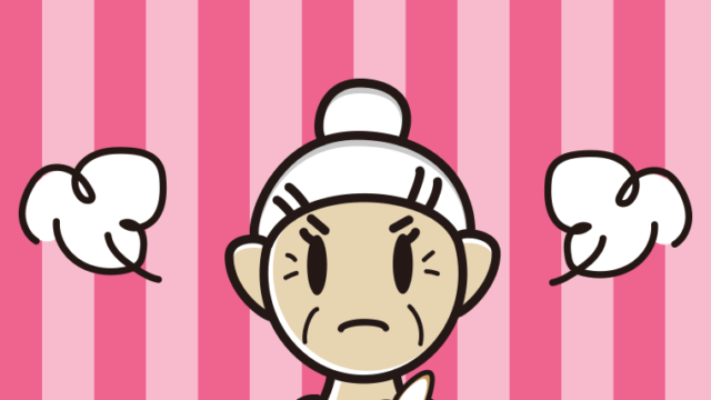 犬を抱いて怒るおばあさんのイラスト【色、背景あり】PNG