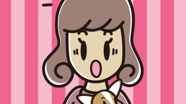 犬を抱いて驚く女子大学生のイラスト【色、背景あり】PNG