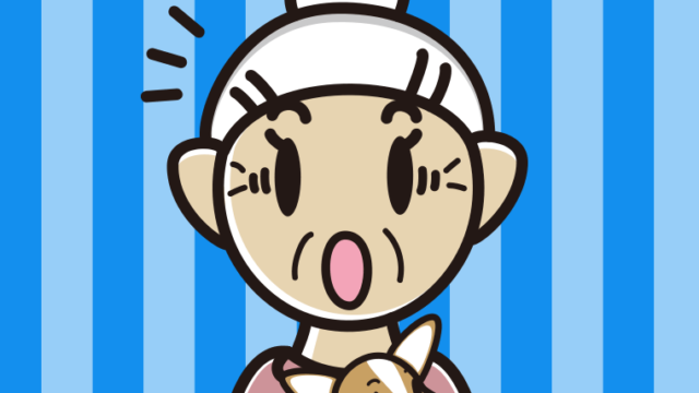 犬を抱いて驚くおばあさんのイラスト【色、背景あり】PNG