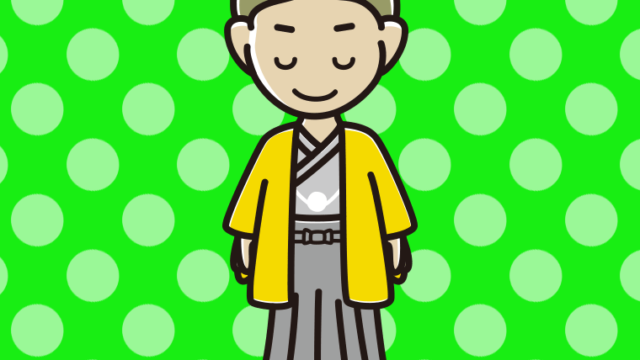 お辞儀する晴れ着姿の小学生男子のイラスト【色、背景あり】PNG