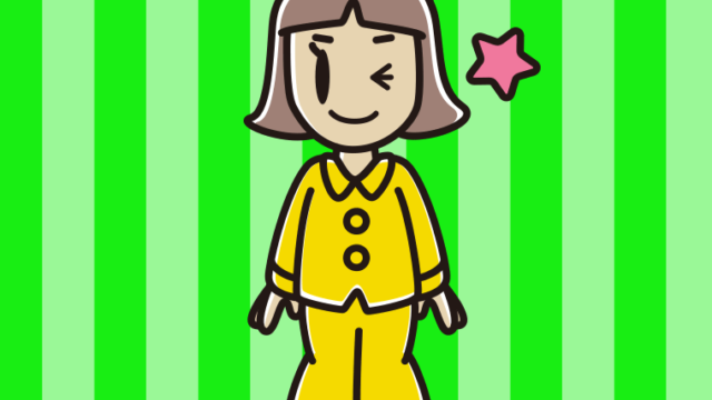 ウインクするパジャマの小学生女子のイラスト【色、背景あり】PNG