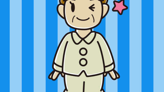ウインクするパジャマのおばさんのイラスト【色、背景あり】PNG