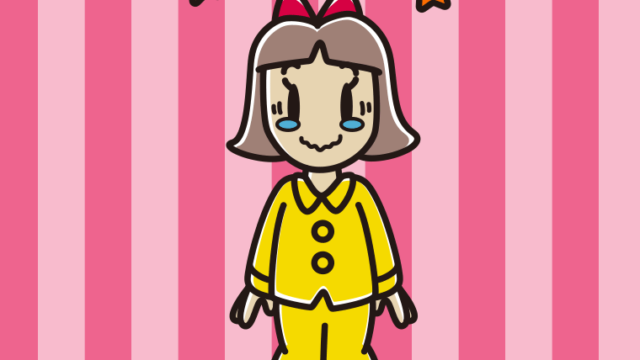 ジーンとするパジャマの小学生女子のイラスト【色、背景あり】PNG