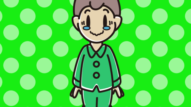 ジーンとするパジャマの男子中学生のイラスト【色、背景あり】PNG