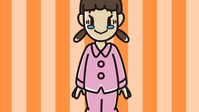 ジーンとするパジャマの女子中学生のイラスト【色、背景あり】PNG