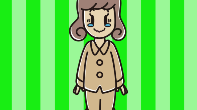 ジーンとするパジャマの女子大学生のイラスト【色、背景あり】PNG