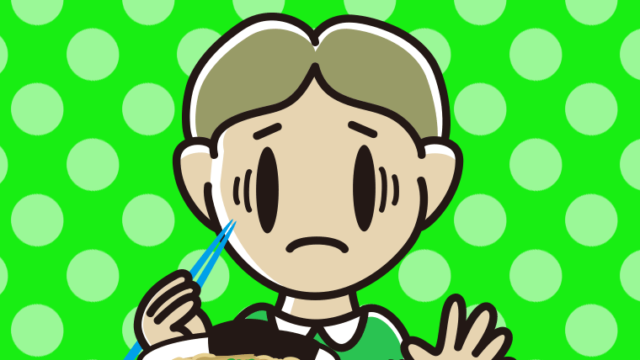 ラーメンライスで困る小学生男子のイラスト【色、背景あり】PNG