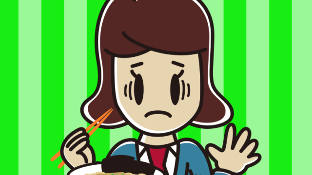 ラーメンライスで困る女子高校生のイラスト【色、背景あり】PNG