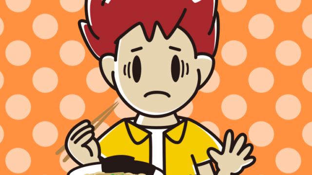 ラーメンライスで困る男子大学生のイラスト【色、背景あり】PNG