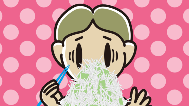 大盛（マシマシ）ラーメンで困る小学生男子のイラスト【色、背景あり】PNG