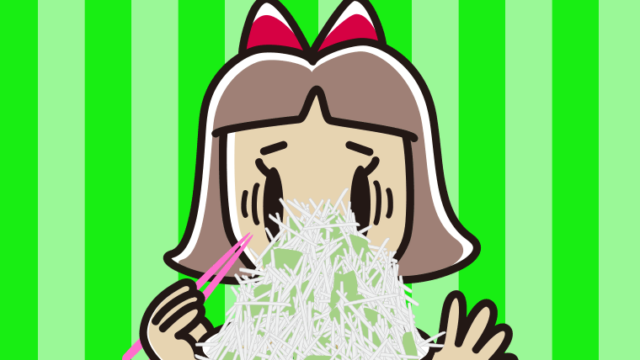 大盛（マシマシ）ラーメンで困る小学生女子のイラスト【色、背景あり】PNG