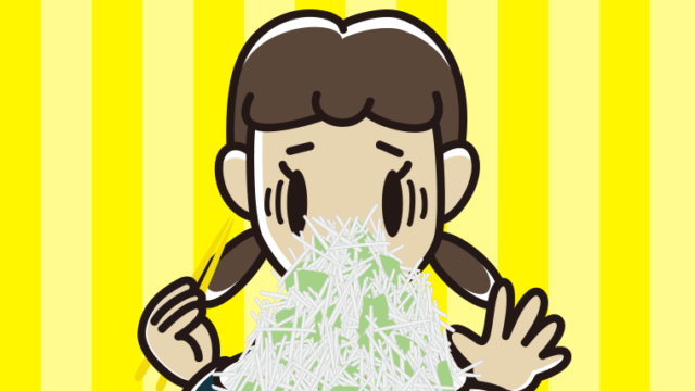 大盛（マシマシ）ラーメンで困る女子中学生のイラスト【色、背景あり】PNG