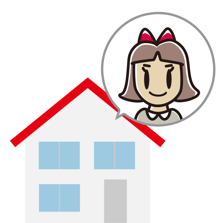 一戸建てに住む小学生女子のイラスト【色あり、背景なし】透過PNG