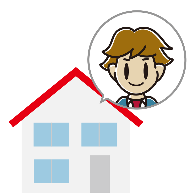 一戸建てに住む男子高校生のイラスト【色あり、背景なし】透過PNG