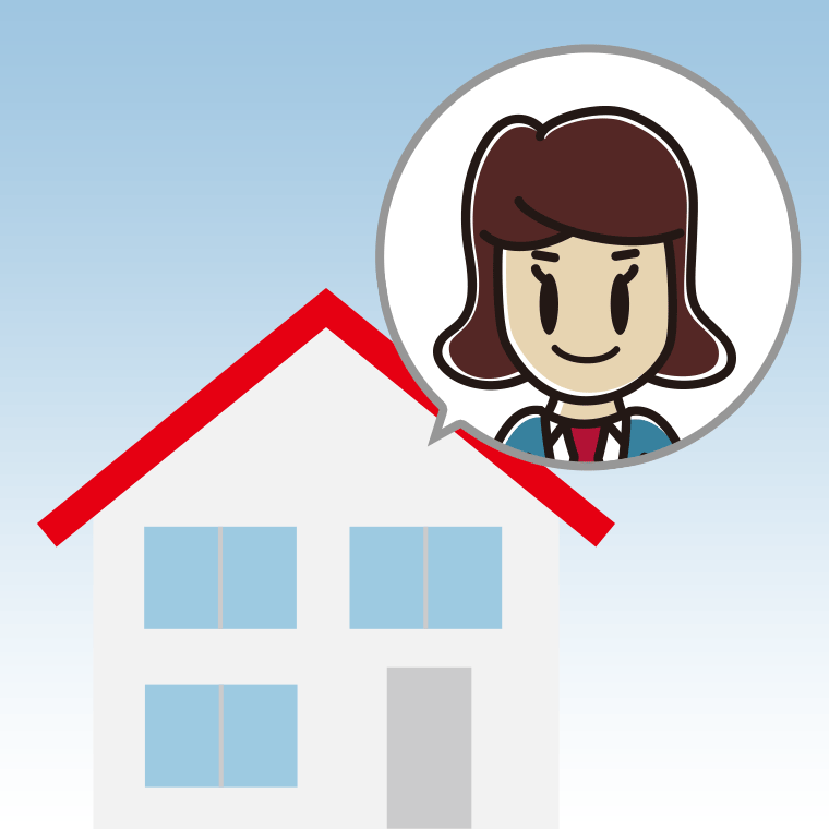 一戸建てに住む女子高校生のイラスト【色、背景あり】PNG