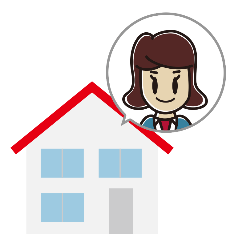 一戸建てに住む女子高校生のイラスト【色あり、背景なし】透過PNG