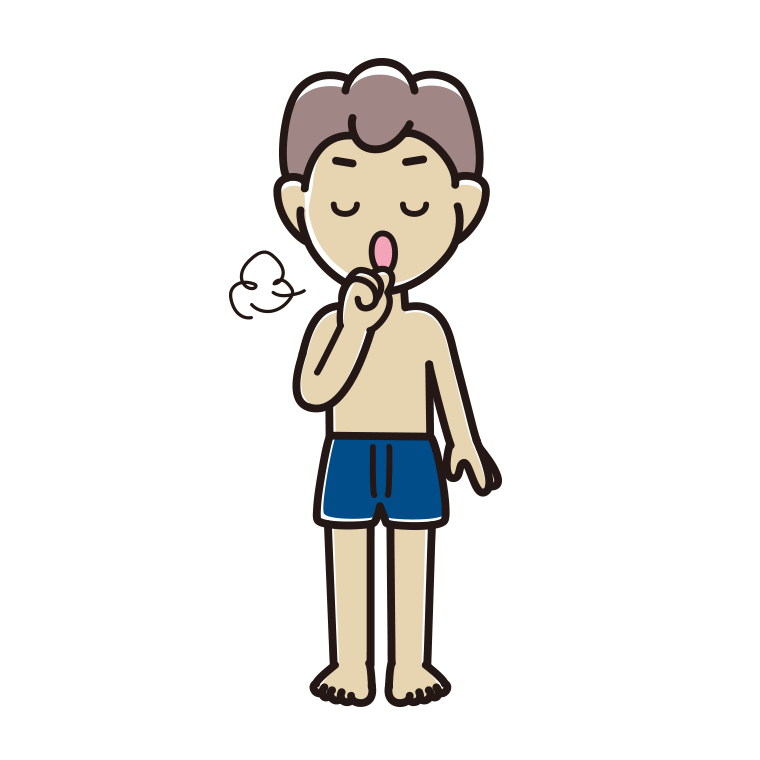 咳払いする下着姿の男子中学生のイラスト【色あり、背景なし】透過PNG