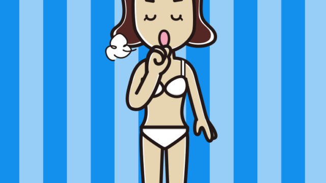 咳払いする下着姿の女子高校生のイラスト【色、背景あり】PNG