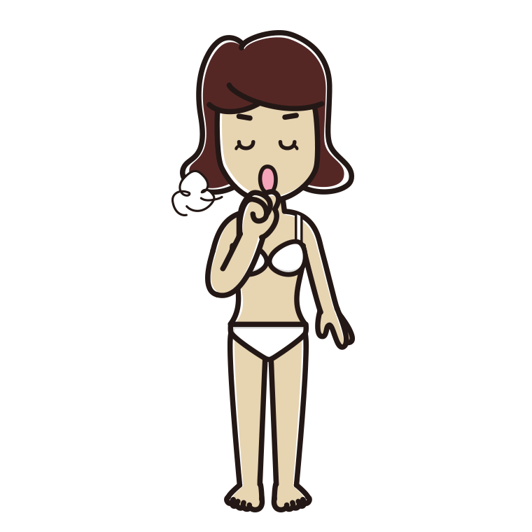 咳払いする下着姿の女子高校生のイラスト【色あり、背景なし】透過PNG