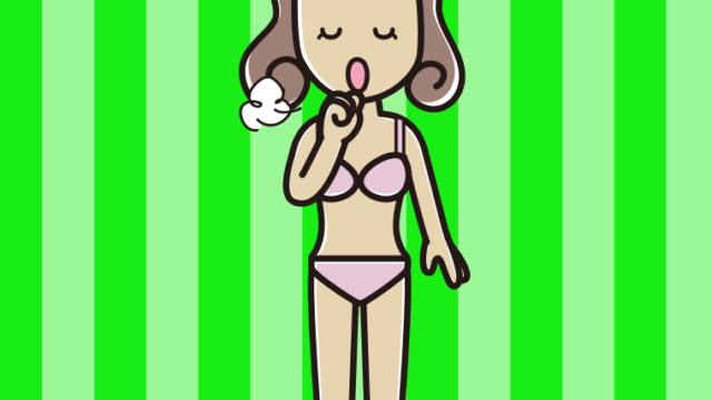 咳払いする下着姿の女子大学生のイラスト【色、背景あり】PNG