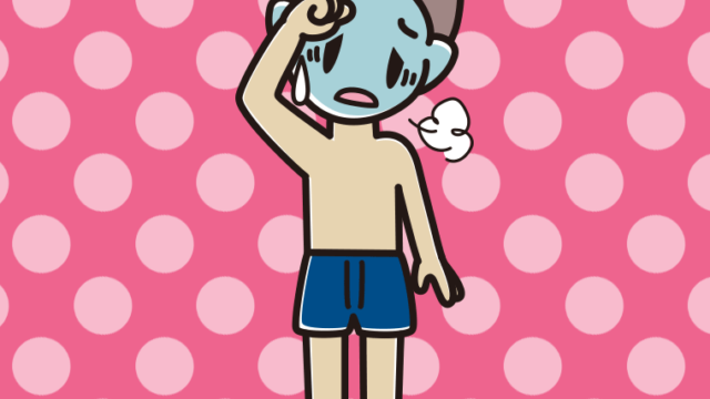 具合が悪い下着姿の男子中学生のイラスト【色、背景あり】PNG