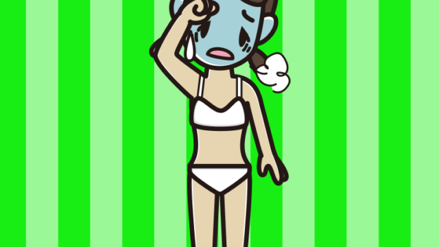 具合が悪い下着姿の女子中学生のイラスト【色、背景あり】PNG