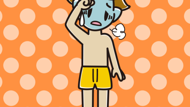 具合が悪い下着姿の男子高校生のイラスト【色、背景あり】PNG