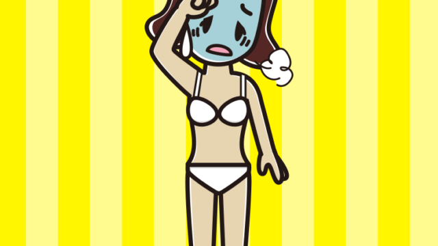 具合が悪い下着姿の女子高校生のイラスト【色、背景あり】PNG